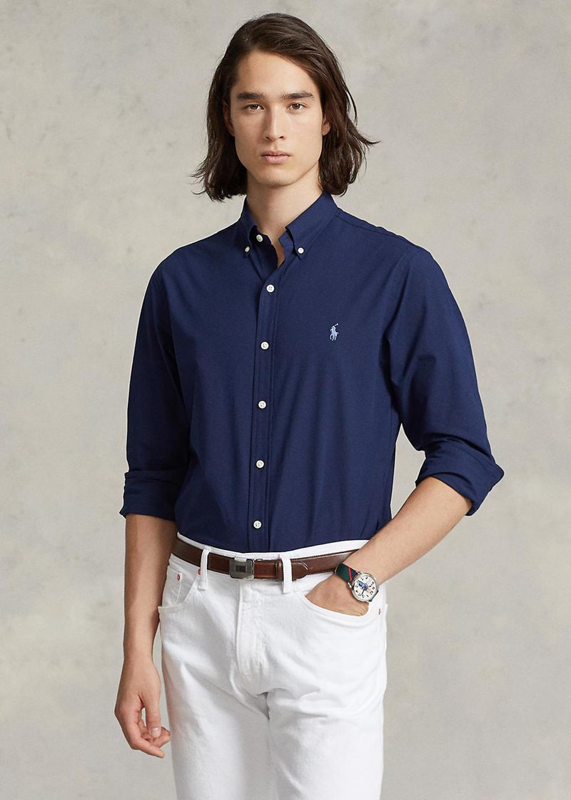 ポロ ラルフ ローレン シャツ メンズ ネイビー スリム フィット ストレッチ Poplin RVMUB3628